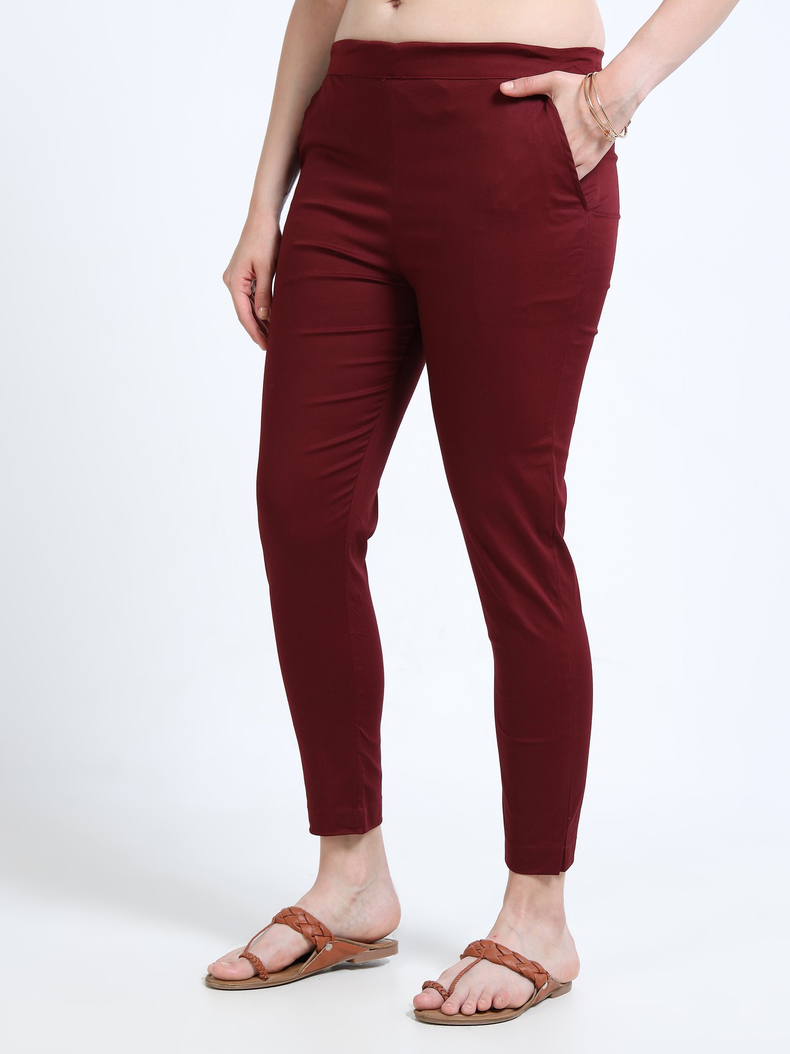 Wine Slim-Fit Pants